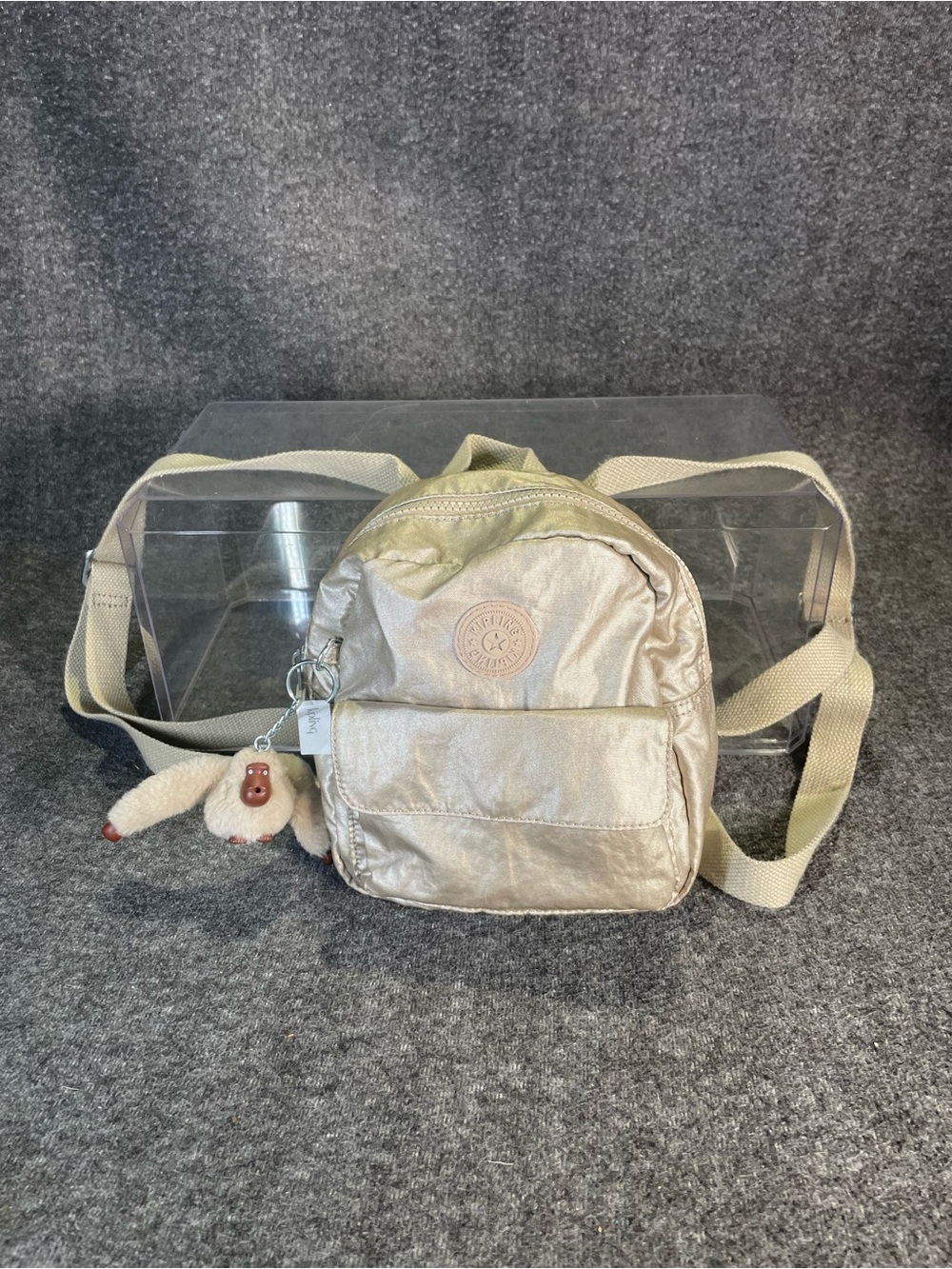 Kipling Women's Mini Backpack Bag Rosalind Metallic Gold Champagne Pewter Croc